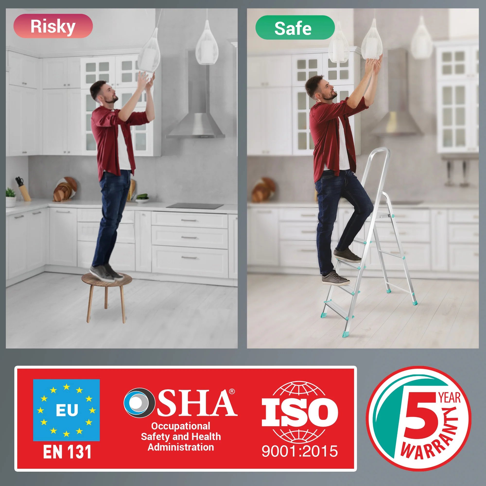 Foldable Aluminum Ladder (Milton) - Image 6